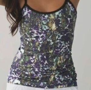Lululemon Power Y Tank Top 2 Floral Sport White Gator Green Yoga Athletic